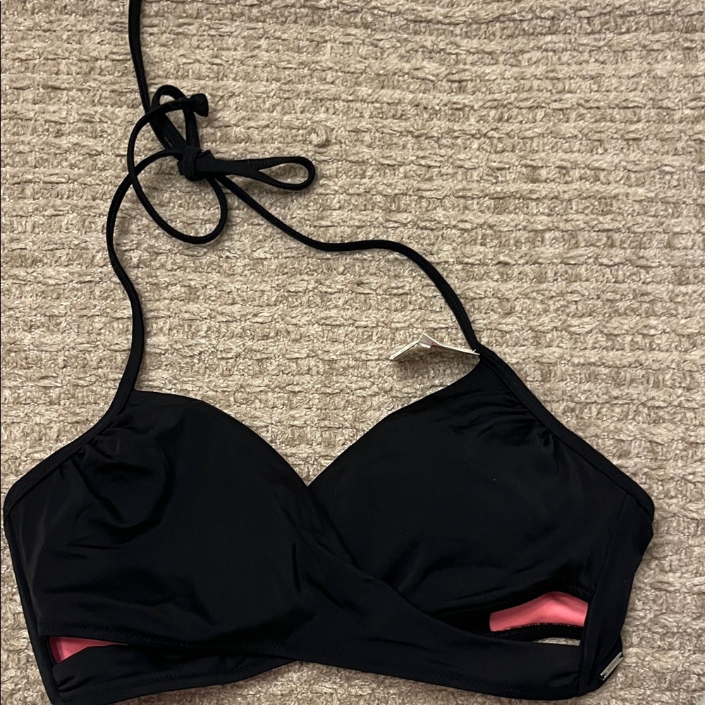 Victoria's Secret Black and Pink Bikini Top